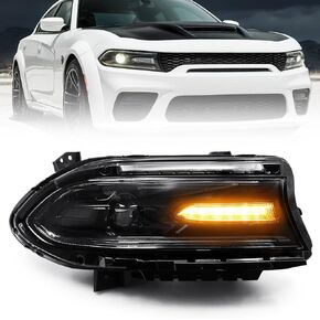 HID Headlight Assembly Compatible with 2015 2016 2017 2018 2019 2020 2021 Dodge Charger (Xenon/HID Model) Headlamp Replacement Left Driver Side