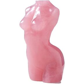 3 Inch Natural Rose Quartz Crystal Body Statue Hand-Carved Female Model Crystal Sculpture Crafts Home Office Desktop Decoration Ornaments Energy Healing Stone, Pink