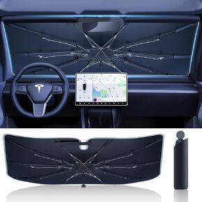 [2024 Newest] Car Windshield Sun Shade Umbrella Super Heat Insulation Retractable Sun Shades for Front Window Car Accessories Blocks 99.9% of UV Rays, Easy to Use, Keep Cool, Protect Car Interior