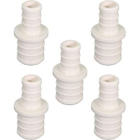 QQSD3412-5 Plastic PEX Poly Alloy Straight Coupling Barb Pipe Fitting 3/4'' x 1/2'' White (5 Pack)