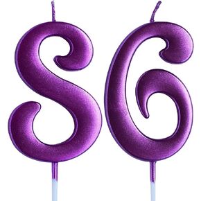 Pink 86th Birthday Candle, Number 86 Years Old Candles Cake Topper, Woman Party Decorations, Supplies