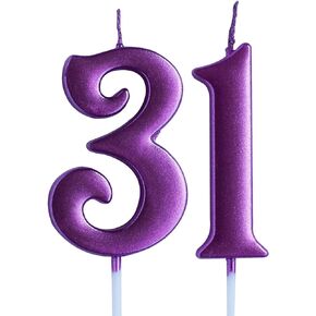 Pink 31st Birthday Candle, Number 31 Years Old Candles Cake Topper, Woman Party Decorations, Supplies