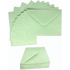 50 Pcs Green Envelopes for Invitations, 5.25 x 7.25 Inches A7 Envelopes for 5 x 7 Cards, Wedding, Baby Shower, Greeting, Graduation, Birthday Party & Personalize Gift Cards,Photos(Water Glue)