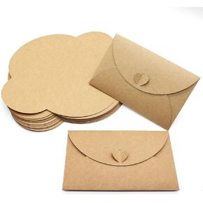 24 Pcs Vintage Kraft Gift Card Envelopes, Gift Card Envelopes Craft Photo Envelopes Gift Card Holders Mini Seed Envelopes with Heart Shaped Clasp, for Gift Cards, Business Cards (6.89 x4.33 inch) in Kuwait