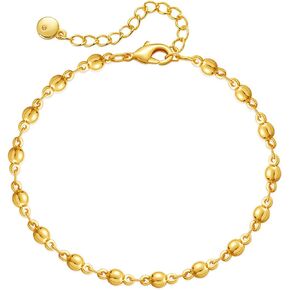 18K Gold Beaded Bracelets for women Gold Plated Multicolor Bracelets Round Beads Rope Chain Dainty Bracelets Flower color bracelets gift