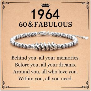 50th 60th Birthday Gifts for Women, Birthday Bracelet for Women with Birthday Gift Card, 1974 1964 Birthday Jewelry Gifts for 50 60 Year Old Woman Mom Grandma Sister Aunt Wife Friends in Kuwait