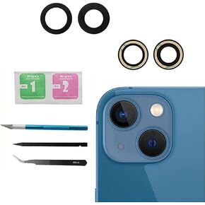 2pcs/Set Sapphire Rear Back Camera Glass Lens Replacement for iPhone 13 & iPhone 13 Mini with Preinstalled Adhesive +Repair Toolkit