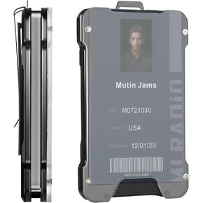 Minimalist Metal Wallet for Men with Clear Window ID Badge Holder - RFID Blocking Wallets with Money Clip - Ultra-Thin Aluminum Credit Card Wallet Holds up 15 Cards