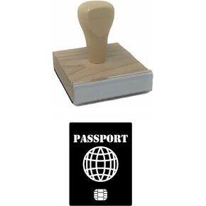 Infusion Passport Rubber Stamp, 2 X 2'' Wood Stamp