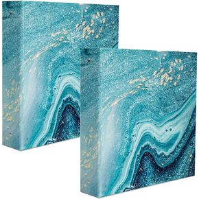 3 Ring Binder, Decorative Hardcover 3 Ring Binder for Letter Size Paper, 1 Inch Round Rings, Colorful Binder Organizer for School Office (2 Packs), 1.6 inches x 10 inches x 12 inches (A03)