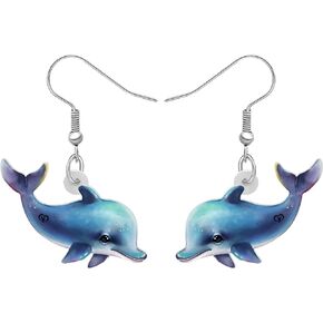 Fun Dolphin Earrings Dangle Acrylic Ocean Animals Jewelry Sea Gifts for Women Girls Summer Charms