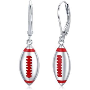 Football Earrings 925 Sterling Silver Sport Lover Jewelry Football Gifts for Women Girls