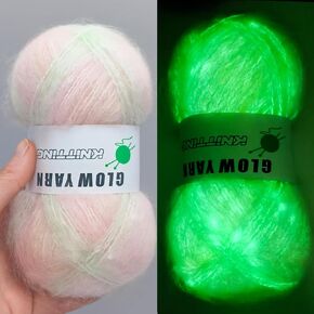 4PCS Glow in The Dark Mohair Yarn,Gradient Yarn,DIY Glow Yarn,50gram,Multicolor Yarn for Clothes Hats Sweater Scarf. (Black)