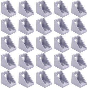 26 PCS Silver 2020 Series Aluminum Extrusion Profile Connector, 26pcs 2020 Corner Bracket, for 6mm 20S T Slot Aluminum Profile Rail Accessories