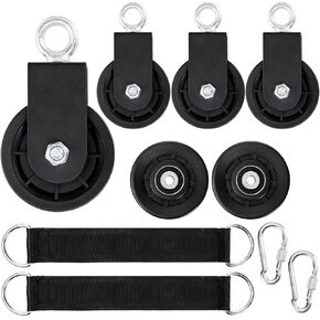 bekith 4 حزمة نظام بكرة الصالة الرياضية، عجلة بكرة دوارة للياقة البدنية من النايلون الصامت مع حزام معلق، عجلة جر تدور 360 درجة لنظام بكرة رفع ورفع، مجموعة نظام بكرة معدات الصالة الرياضية المنزلية in Kuwait