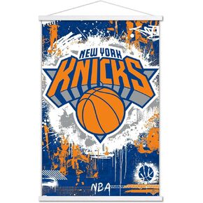 Trends International NBA New York Knicks - Maximalist Logo 23 Wall Poster, 22.37" x 34.00", Print and Black Hanger Bundle