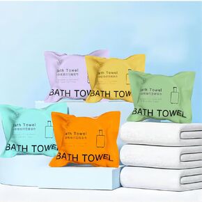 5 Pcs Disposable Bath Towels Tablets,55 x 27 inch Disposable Towels for Travel,Water Absorption Strong,Suitable for Hiking,Camping, Beach,Swimming and Traveling- Portable Light and Reusable