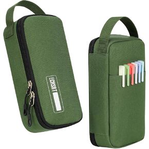 ECHSRT Big Pencil Case, Aesthetic Portable Zipper Pencil Bag with Hidden Pocket, Special Pouch for Men Women Adults, Stationery Organizer Pen Cases for Office Travel, Teal