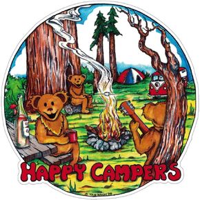 Happy Campers - Window Sticker/Decal (4.5" X 4.5")