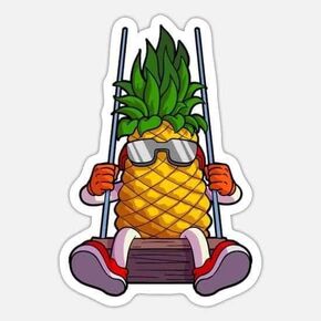 Colorful Pineapple Swinging Sticker, Pineapple with Sunglasses, 5 inches - Car Decal Truck Window Bumper Fully Printed Colorful Vinyl Decal