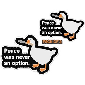 – Peace was Never an Option Sticker – Vinyl Decal for Car, Truck, and Van – Removable Indoor and Outdoor Use for Laptop – Waterproof Decal for Waterbottle – Pack of 2 - Imp 01