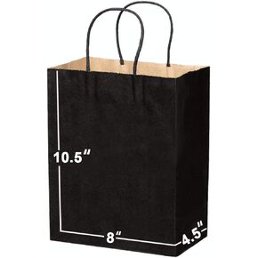 اكياس ورقية بمقابض مقاس 8×4.5×10.5 [50 كيس]. مثالية للتسوق، والتعبئة، وتجارة التجزئة، والحفلات، والحرف اليدوية، والهدايا، وحفلات الزفاف، والمعاد تدويرها، والأعمال التجارية، وحقيبة البضائع الجيدة والكرافت in Kuwait