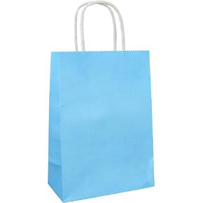 25 PCS Small Gift Bags Blue Kraft Paper Bags with Handles for Party Favors (8.2 x 6 x 3.1 In)