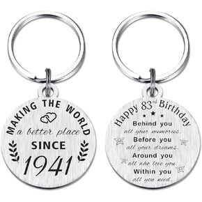 83rd Birthday Gifts for Women Men, 83 Year Old Birthday Keychain, Born in 1941 Gifts, 1941 Birthday Decorations