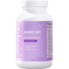 Premom Multivitamin for Women - Prenatal Formula Vitamin Supplements: Methyl Folate + Iron + Biotin + Zinc + 27 Nutrients, Choline + B Complex Conception Fertility Prenatal Vitamins