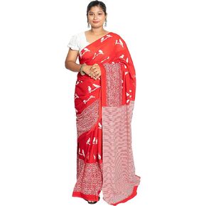 Women Fall and Edging Done Pure Mul Cotton Sarees with unstitched blouse (Crimson Red)