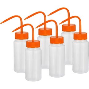 PATIKIL 250ml Wash Bottle, 6pcs Plastic Squeeze Bottle Wide Mouth Bottle Watering Tools Foam Bottle for Green Soap Cleaning Washing Irrigation, Clear Blue