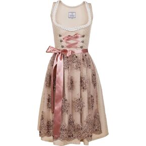 Bavarian Women's Designer Midi Dirndl Cécilia Dress 2-Pieces + Apron Size US2-US24