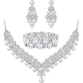 IRONBOX كريستال الزفاف مجموعة مجوهرات الزفاف للنساء الشظية حجر الراين الدمعة قلادة سوار استرخى أقراط مجوهرات الزفاف حزب لوصيفة العروس in Kuwait