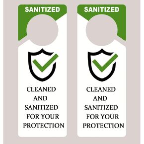 Sanitized and Cleaned Door Hang Tags,3.5×9.5 Inch Clean Door Hang Tags for Business Store, Shop, Cafe, Office, Restaurant 25 Pack