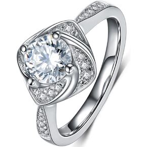 Jude Jewelers Platinum Plated Simulated Cubic Zircon Diamond Solitaire Wedding Engagement Proposal Ring