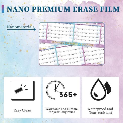 2024-2025 Dry Erase Calendar - Dry Erase Wall Calendar 2024-2025, Yearly Wall Calendar, Jul. 2024 - Jun. 2025, 34.6" x 22.9", Wet & Dry Erase Laminated, Vertical/Horizontal, Reversible - Waterink in Saudi Arabia