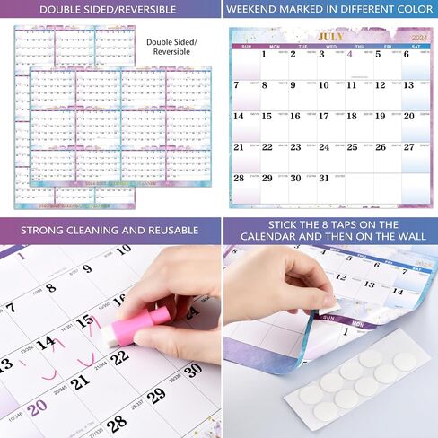 2024-2025 Dry Erase Calendar - Dry Erase Wall Calendar 2024-2025, Yearly Wall Calendar, Jul. 2024 - Jun. 2025, 34.6" x 22.9", Wet & Dry Erase Laminated, Vertical/Horizontal, Reversible - Waterink in Saudi Arabia