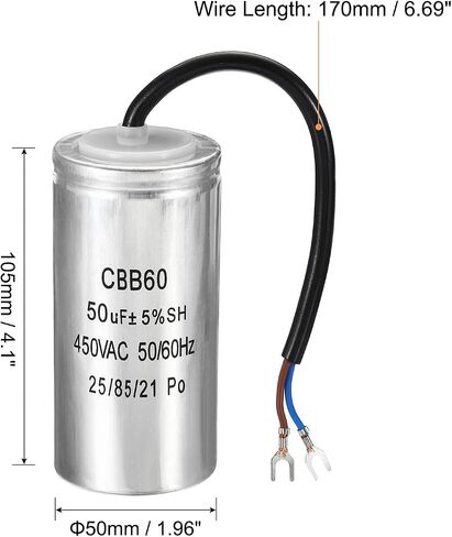 PATIKIL CBB60 30uF Running Capacitor, AC 450V 2 Wires 50/60Hz Cylinder 105x50mm for Air Compressor Motor, Washing Machines, Refrigerators Motor Start in Saudi Arabia