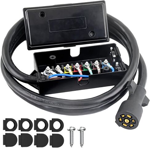 سلك مقطورة مضمّن بـ 7 طرق مع صندوق توصيل 7 عصابة كابل أسلاك بطول 8 أقدام، أداة ربط مقطورة شديدة التحمل مع مقاومة للطقس in Kuwait