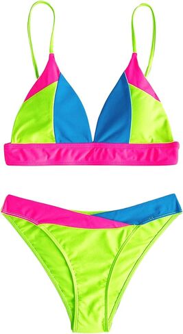 SOLY HUX Women's Color Block Bikini Sets Spaghetti Strap Swimsuit Two Piece Bathing Suits in Saudi Arabia