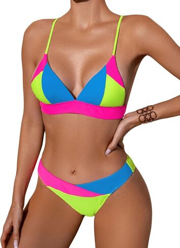 SOLY HUX Women's Color Block Bikini Sets Spaghetti Strap Swimsuit Two Piece Bathing Suits in Saudi Arabia