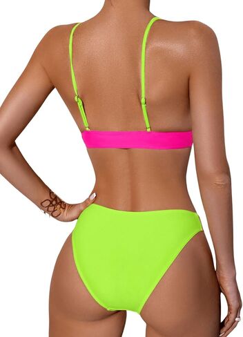 SOLY HUX Women's Color Block Bikini Sets Spaghetti Strap Swimsuit Two Piece Bathing Suits in Saudi Arabia