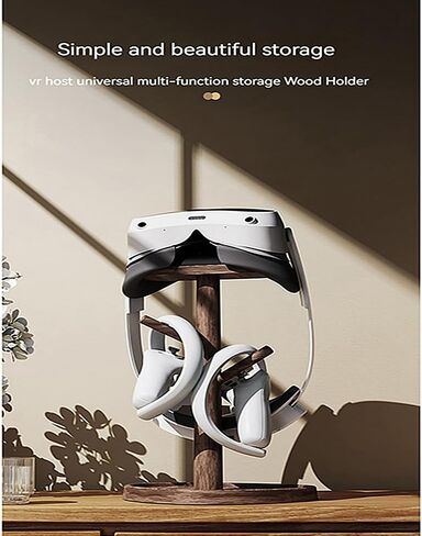 حامل عرض الواقع الافتراضي لسماعات الرأس وأجهزة التحكم باللمس، حامل مكتب خشبي متوافق مع QUEST 3/ PICO 4 / PS VR2 / Rift S والمزيد (خشب أكاسيا) in Kuwait
