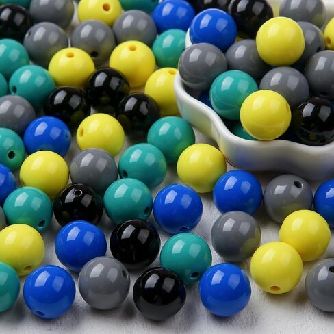 16mm Acrylic Beads Acrylic Beads Transparent Color Beads 100pcs Pen Beads Bubblegum Beads DIY Beading Hairband Bracelets Necklace Craft (Translucent Beads) in Saudi Arabia
