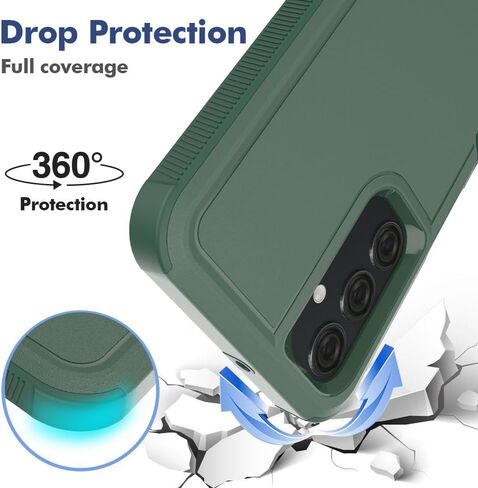 for Samsung Galaxy A25 5G Case: Dual Layer Protective Heavy Duty Cell Phone Cover Shockproof Rugged with HD Screen Protector - Military Protection Bumper Tough - Samsung Galaxy A25 5G 2024, Dark Green in Saudi Arabia