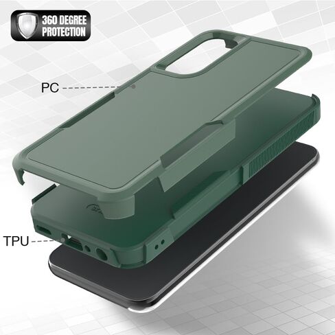 for Samsung Galaxy A25 5G Case: Dual Layer Protective Heavy Duty Cell Phone Cover Shockproof Rugged with HD Screen Protector - Military Protection Bumper Tough - Samsung Galaxy A25 5G 2024, Dark Green in Saudi Arabia