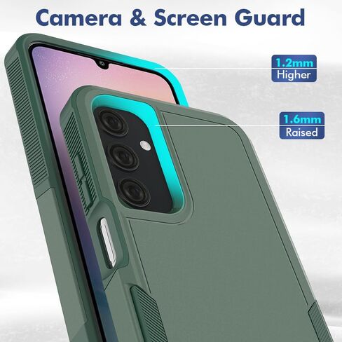 for Samsung Galaxy A25 5G Case: Dual Layer Protective Heavy Duty Cell Phone Cover Shockproof Rugged with HD Screen Protector - Military Protection Bumper Tough - Samsung Galaxy A25 5G 2024, Dark Green in Saudi Arabia