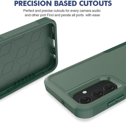 for Samsung Galaxy A25 5G Case: Dual Layer Protective Heavy Duty Cell Phone Cover Shockproof Rugged with HD Screen Protector - Military Protection Bumper Tough - Samsung Galaxy A25 5G 2024, Dark Green in Saudi Arabia