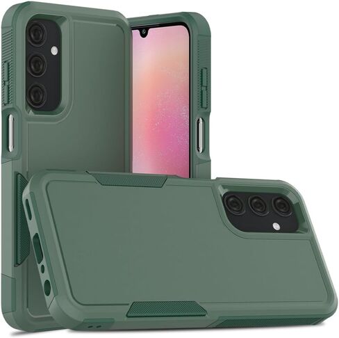 for Samsung Galaxy A25 5G Case: Dual Layer Protective Heavy Duty Cell Phone Cover Shockproof Rugged with HD Screen Protector - Military Protection Bumper Tough - Samsung Galaxy A25 5G 2024, Dark Green in Saudi Arabia