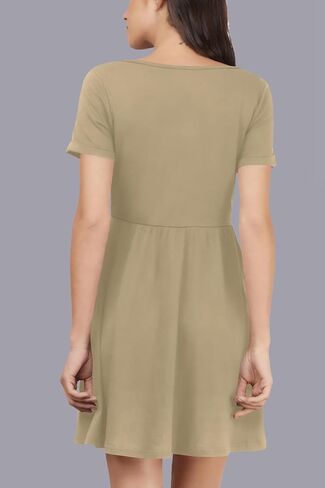 Hocuos Women Summer Dresses 2024 Short Sleeve Crewneck Swing Beach Basic Mini Dress Casual Short Tshirt Dress in Saudi Arabia